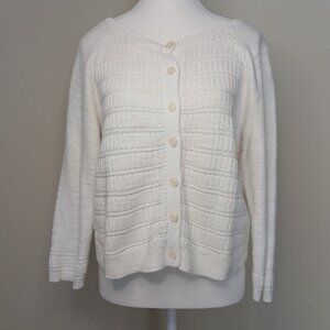 Light Academia Textured Knit Cardigan 3/4 Sleeve Size Large